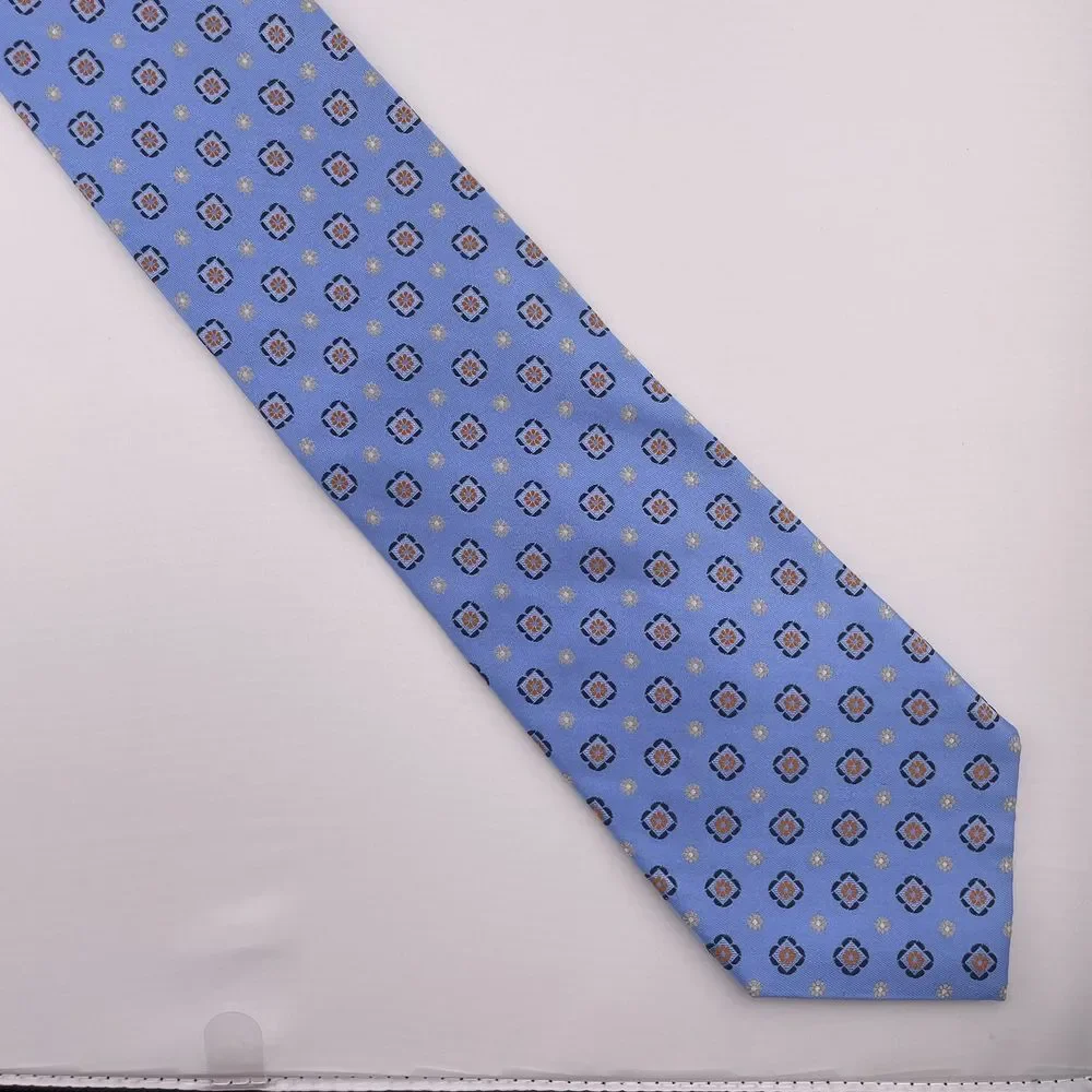 ROUNDTREE & YORKE Men's Designer Silk Necktie Blue Floral Handmade China 60